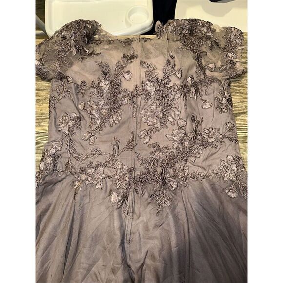 La Femme Chiffon Laced Gown. Size 16. Dark Mauve. NWOT. 14 - Picture 8 of 11